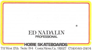 Hobie Skateboards business card